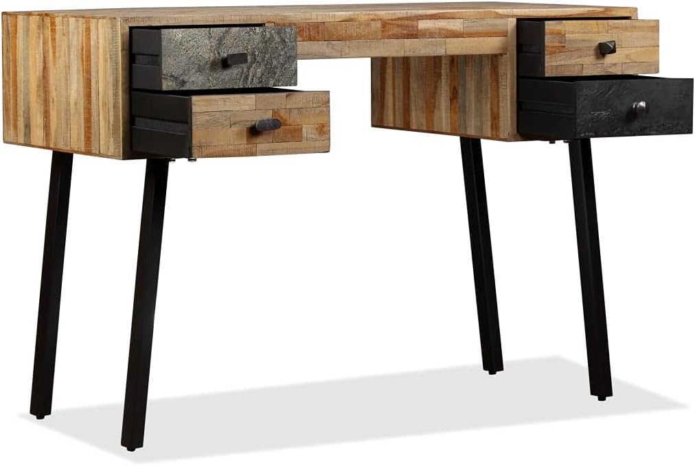 Solid Reclaimed Teak Desk with 4 Drawers 43.3"x19.6"x29.9" K831