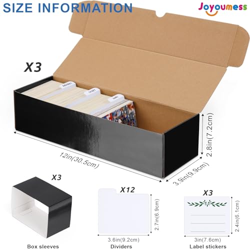 White Cardboard Card Storage Box with Dividers, pack of 3 U335474