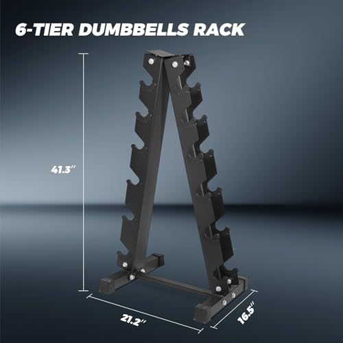 Rubber Hex Dumbbells Set with Optional Dumbbell Rack C43878