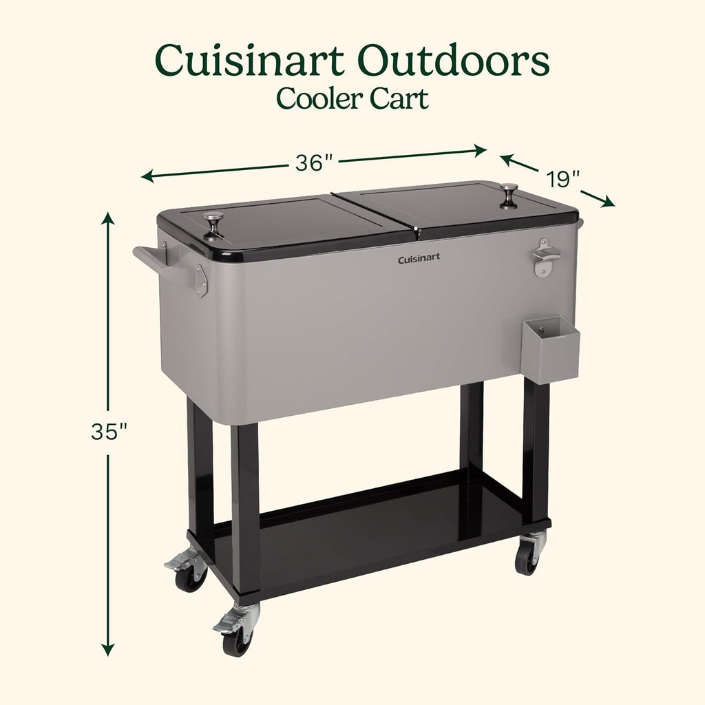 Portable 80-Quart Outdoor Cooler Cart with Dual-Sided Lid G166084