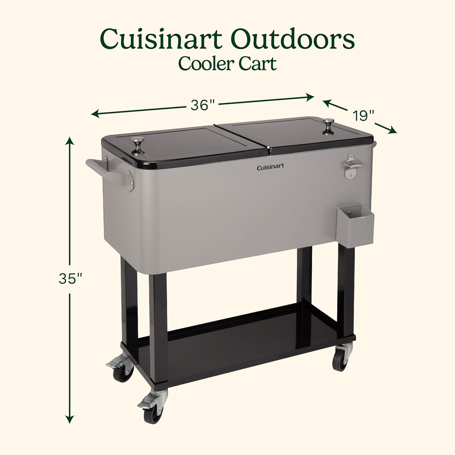 Portable 80-Quart Outdoor Cooler Cart with Dual-Sided Lid G166084