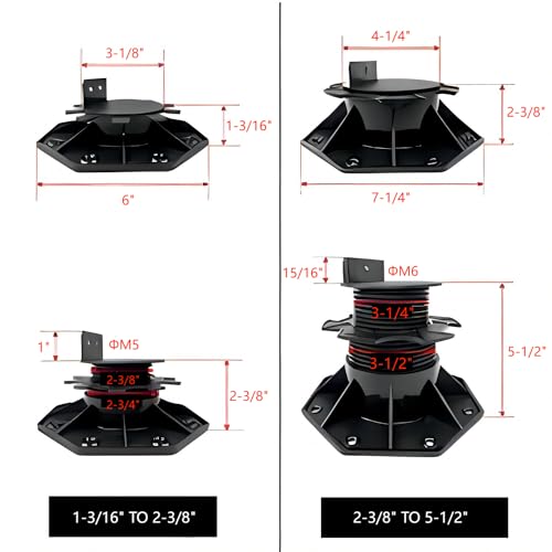 12Pack Adjustable Deck Support Pedestal Foundation Base, Black U68740