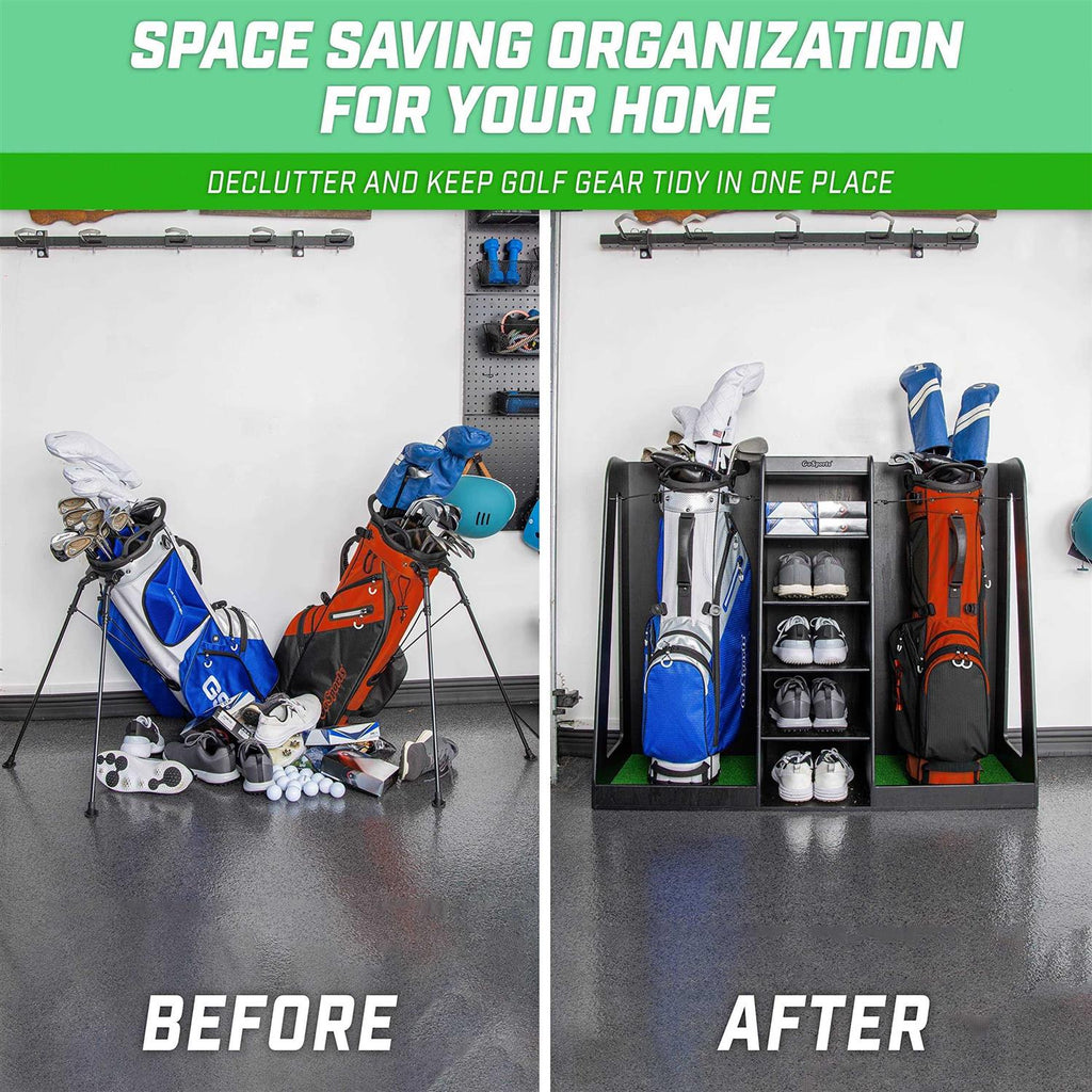Wooden Golf Bag Organizer and Storage Rack O59286