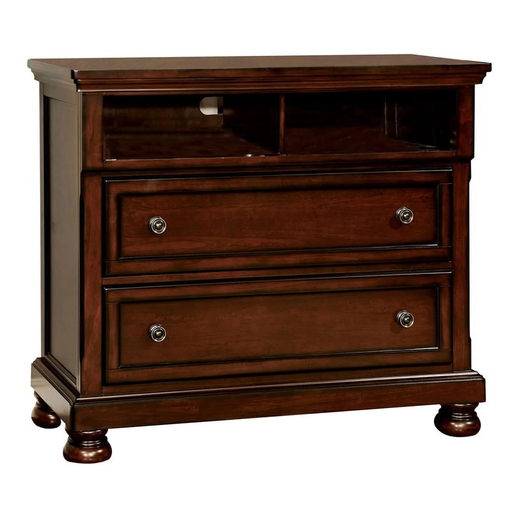 Dark Cherry 2-Drawer Wood Media Chest I21806