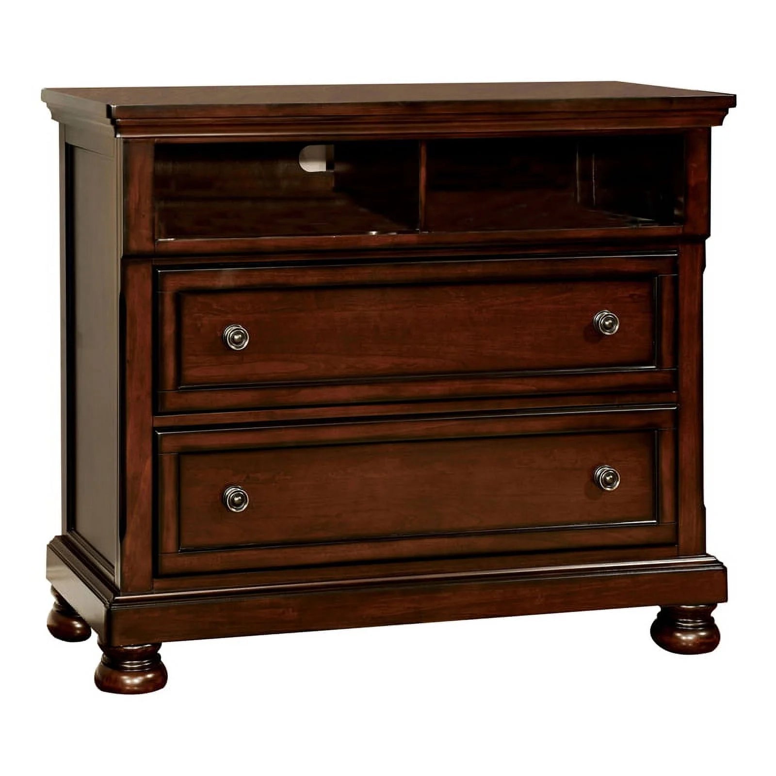 Dark Cherry 2-Drawer Wood Media Chest I21806