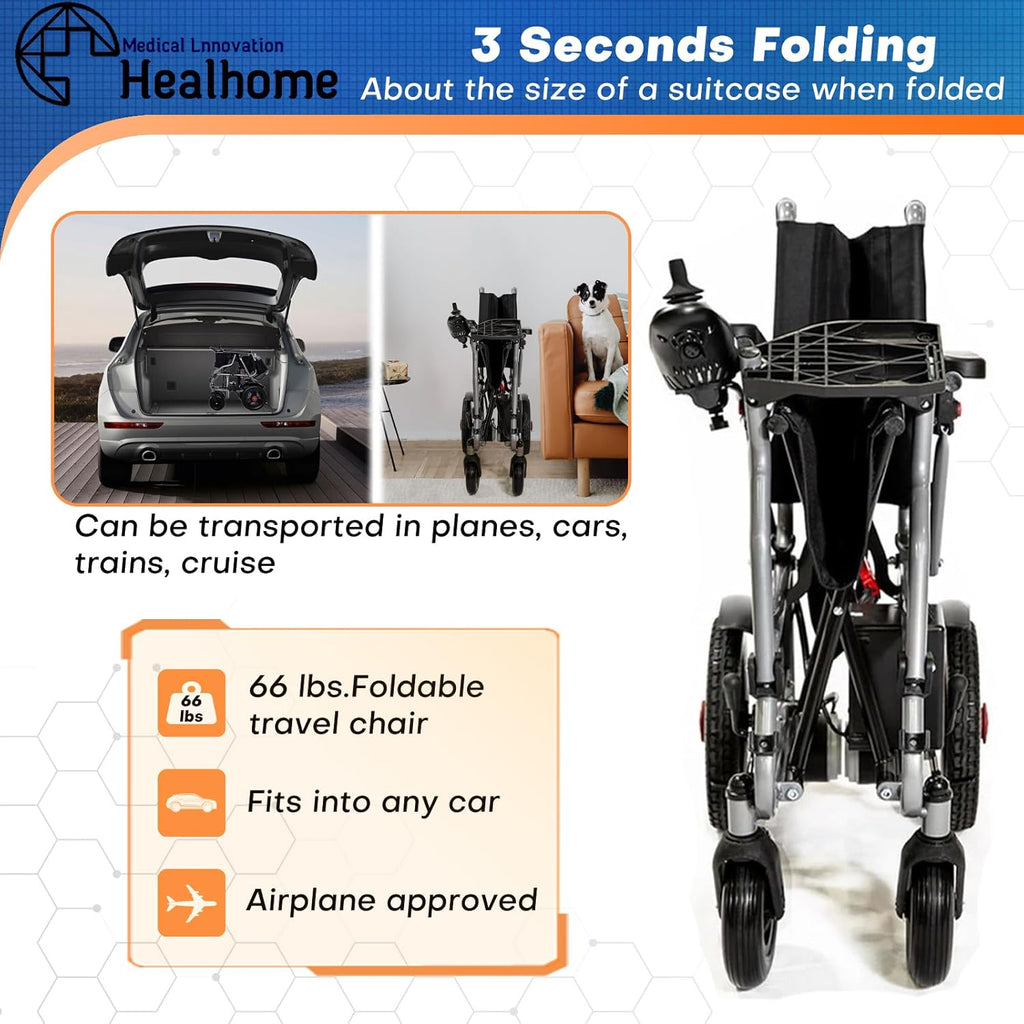 Black Lightweight Foldable Electric Wheelchair Z372912