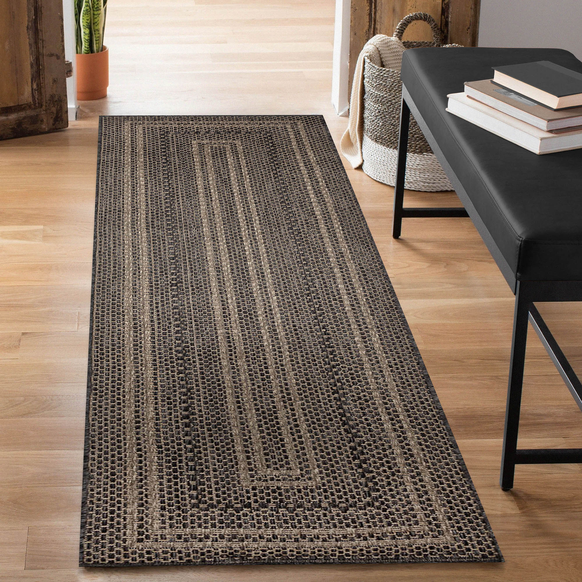 Monaco Multi Border Indoor Outdoor Area Rug