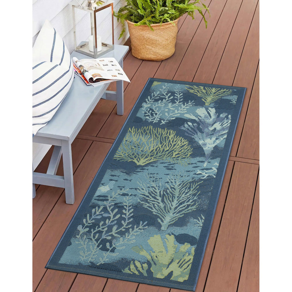 Esencia Coral Garden Indoor Outdoor Mat with Non-Skid Backing