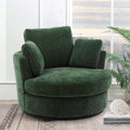 Green Chenille Oversized Swivel Barrel Chair E92110