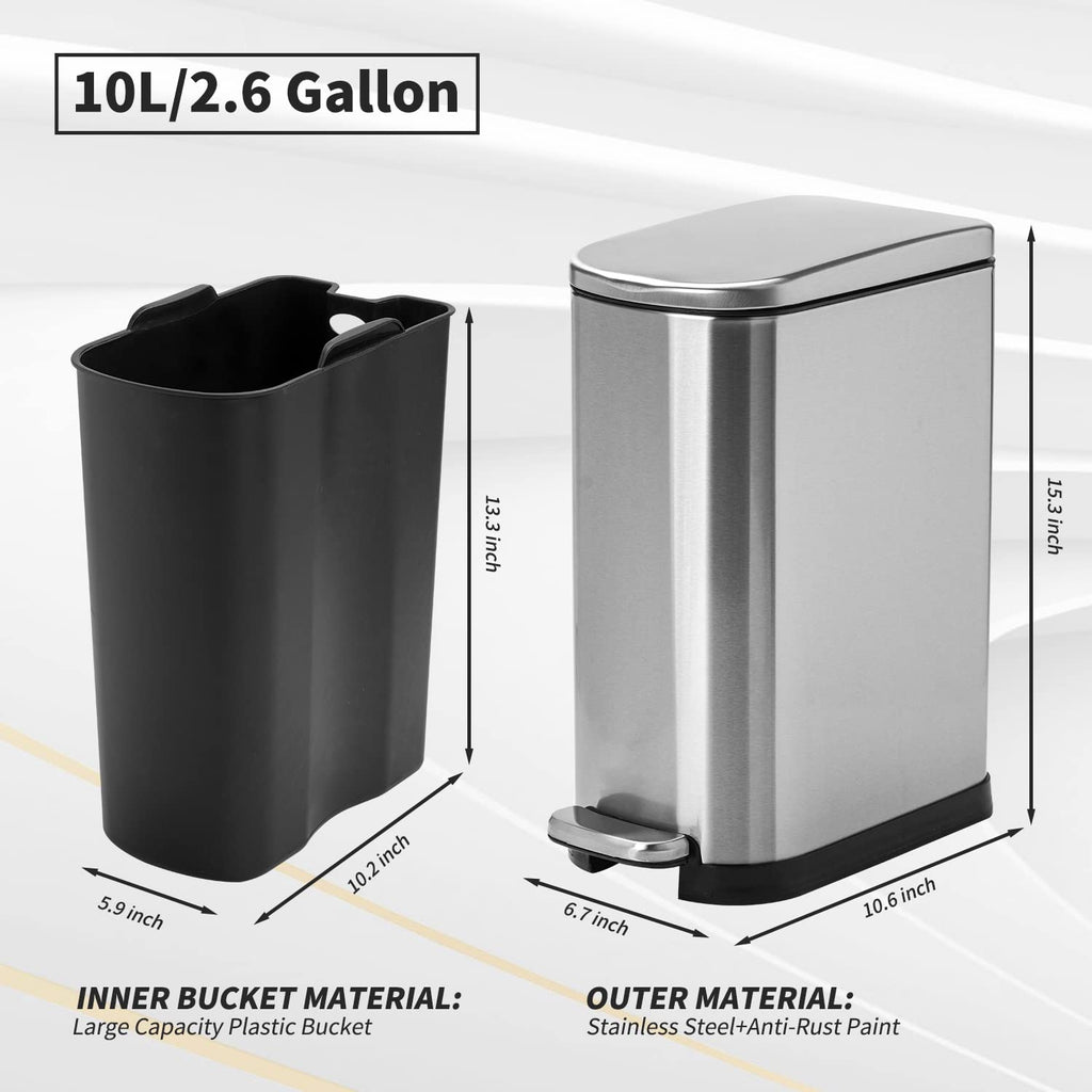 Stainless Steel Step Trash Can 10L Q823