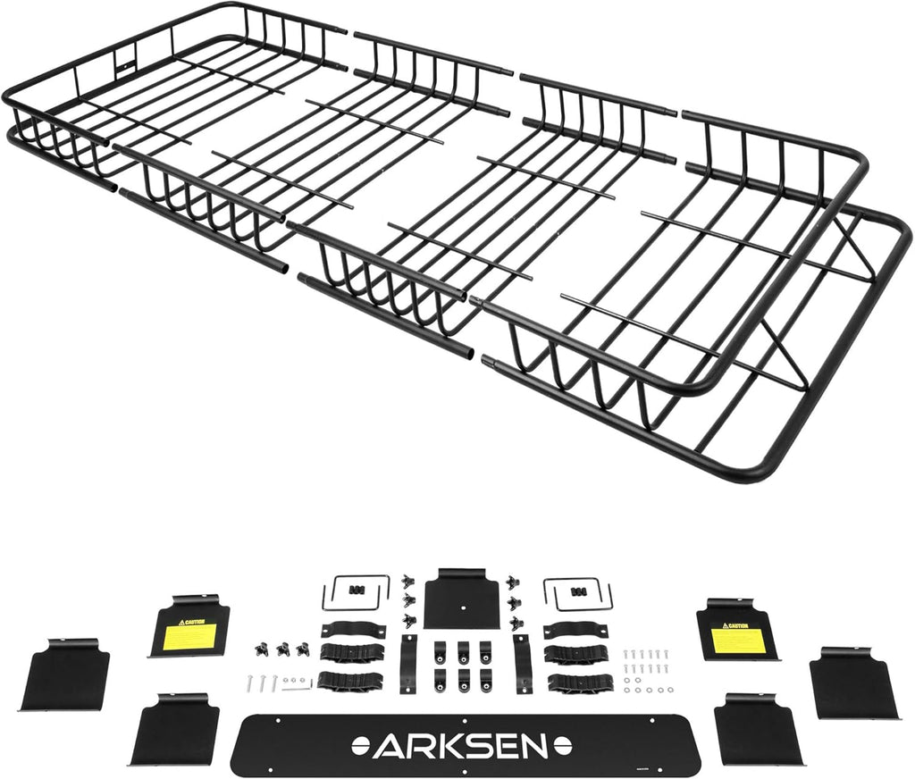 84 Inch Black Roof Rack Cargo Basket with Extension Soft-Shell Rooftop Cargo Carrier S515