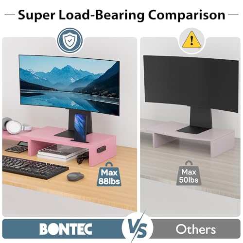 Black Dual Monitor Stand Riser with Smartphone Holder F432499