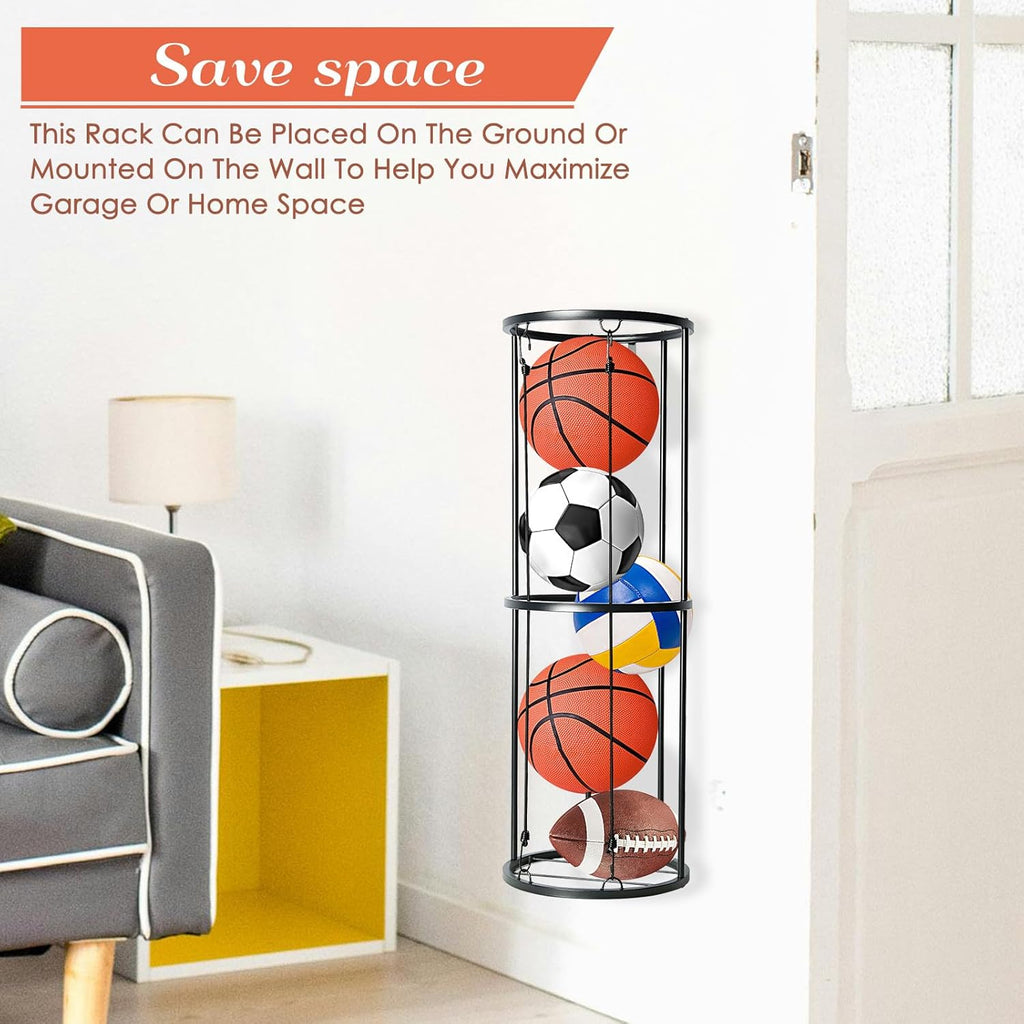 Black Wall-Mounted Ball Storage Rack B683