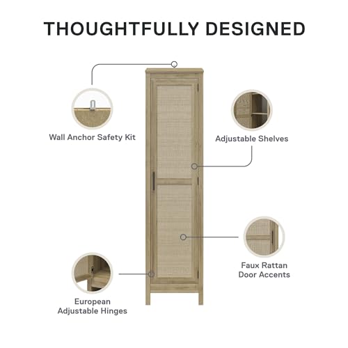 Black Oak 1-Door Tall Cabinet U45948