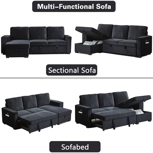 Brown Velvet L-Shaped Sectional Sofa with Storage Chaise X844370