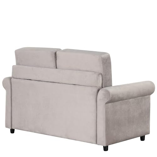 Grey Velvet Convertible Sofa Bed with Memory Foam Mattress C617171