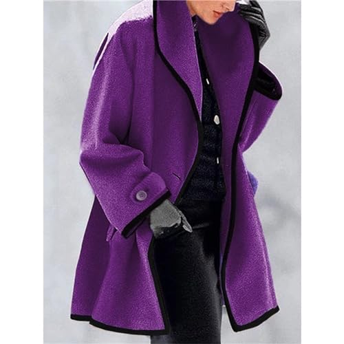 Women's Shawl Collar Wool Blend Coat Mid Long Single Breasted Jacket Z951261