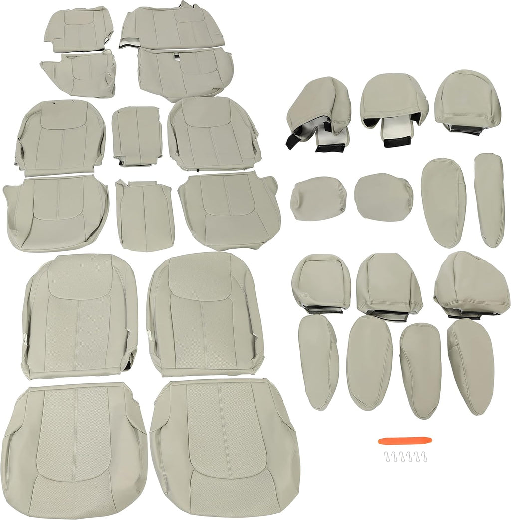 Gray Artificial Leather Seat Cover 3 Rows 8 Seaters D377136