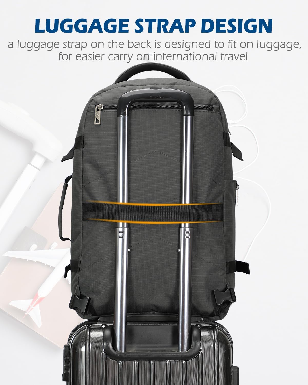 40L Blue with Grey Travel Backpack D219