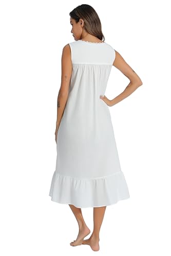 100% Cotton Sleeveless Sleep Dress with Pockets W75402