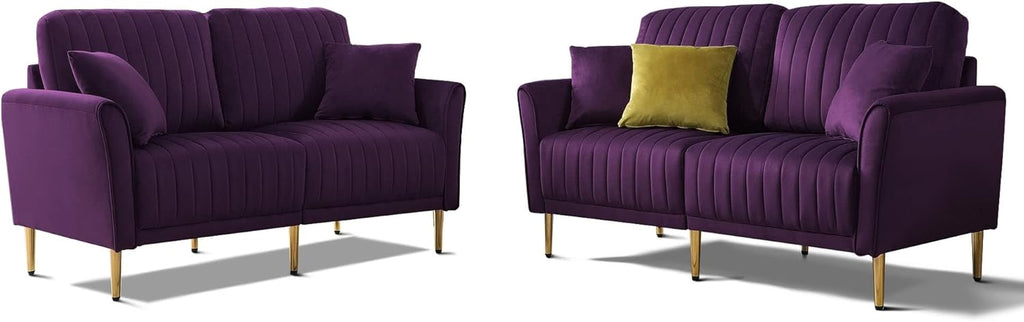 Purple Velvet Sofa and Loveseat Set Y4568
