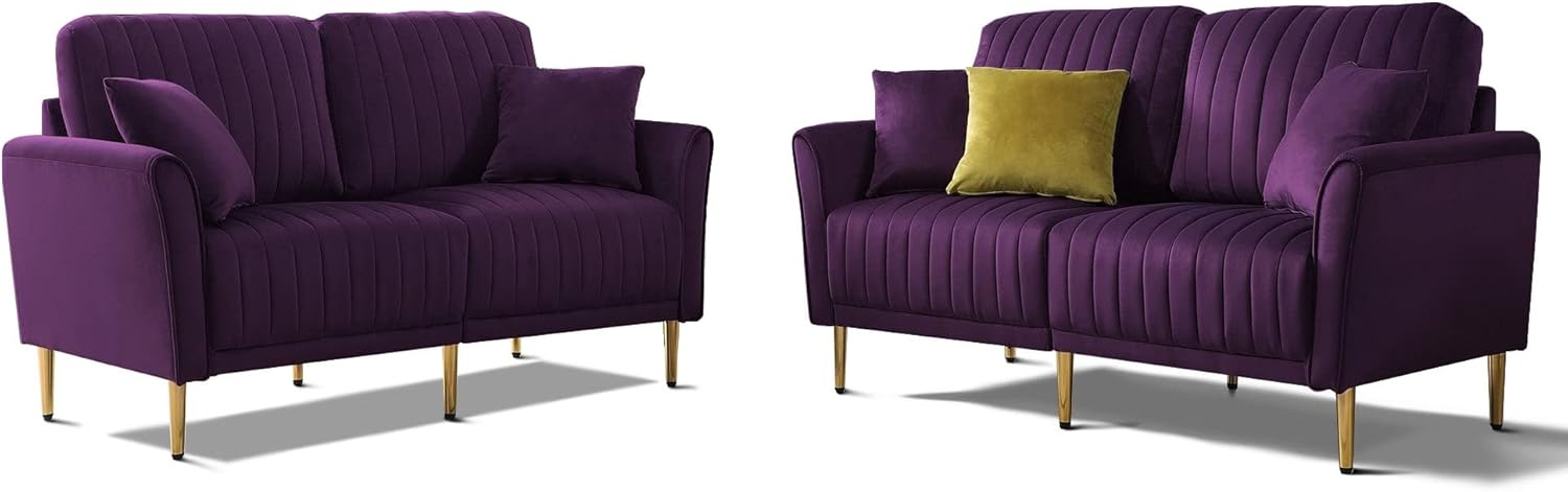Purple Velvet Sofa and Loveseat Set Y4568