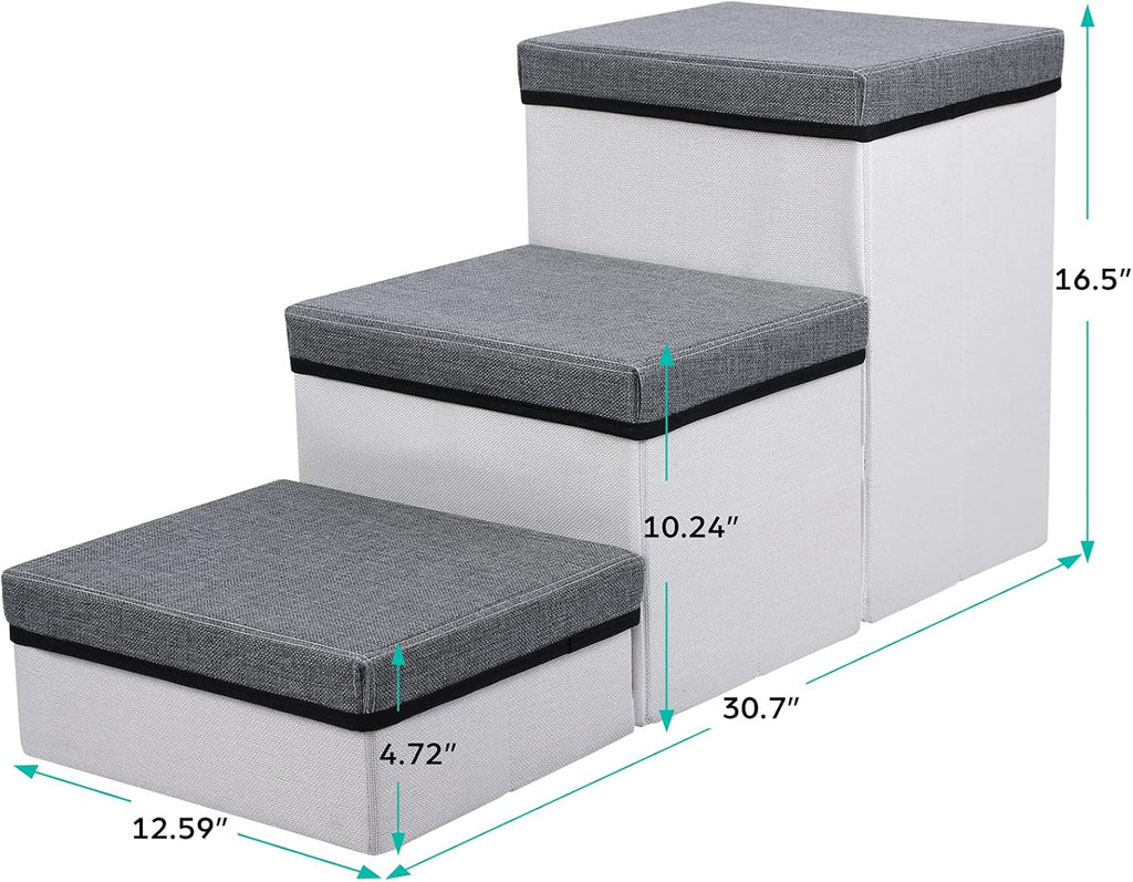 Grey 3 Step Folding Pet Stairs M702754