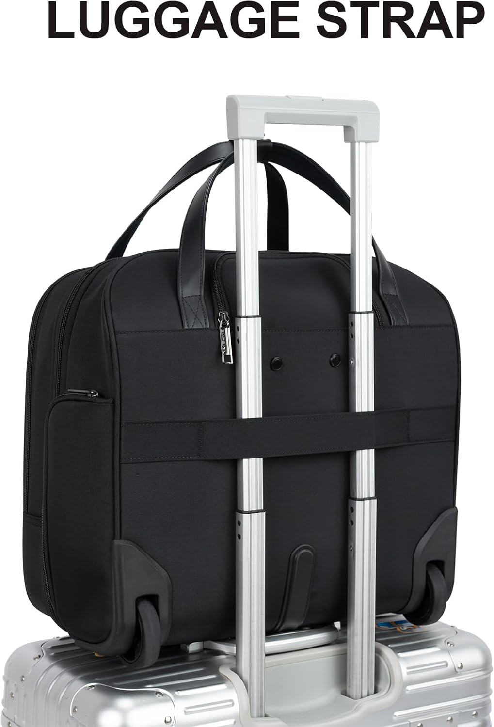 Black 15.6 inch Quilted Rolling Laptop Bag O670
