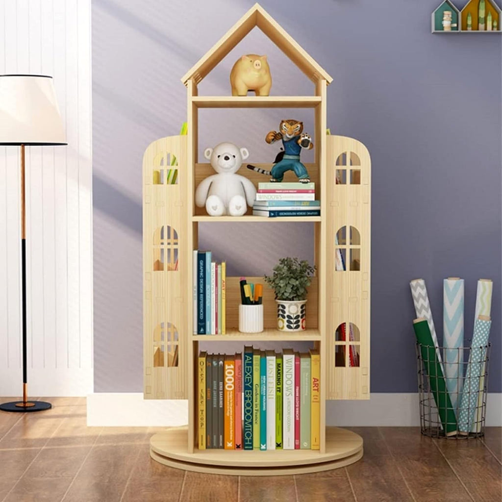 4-Tier Rotating Solid Wood Bookshelf A3863