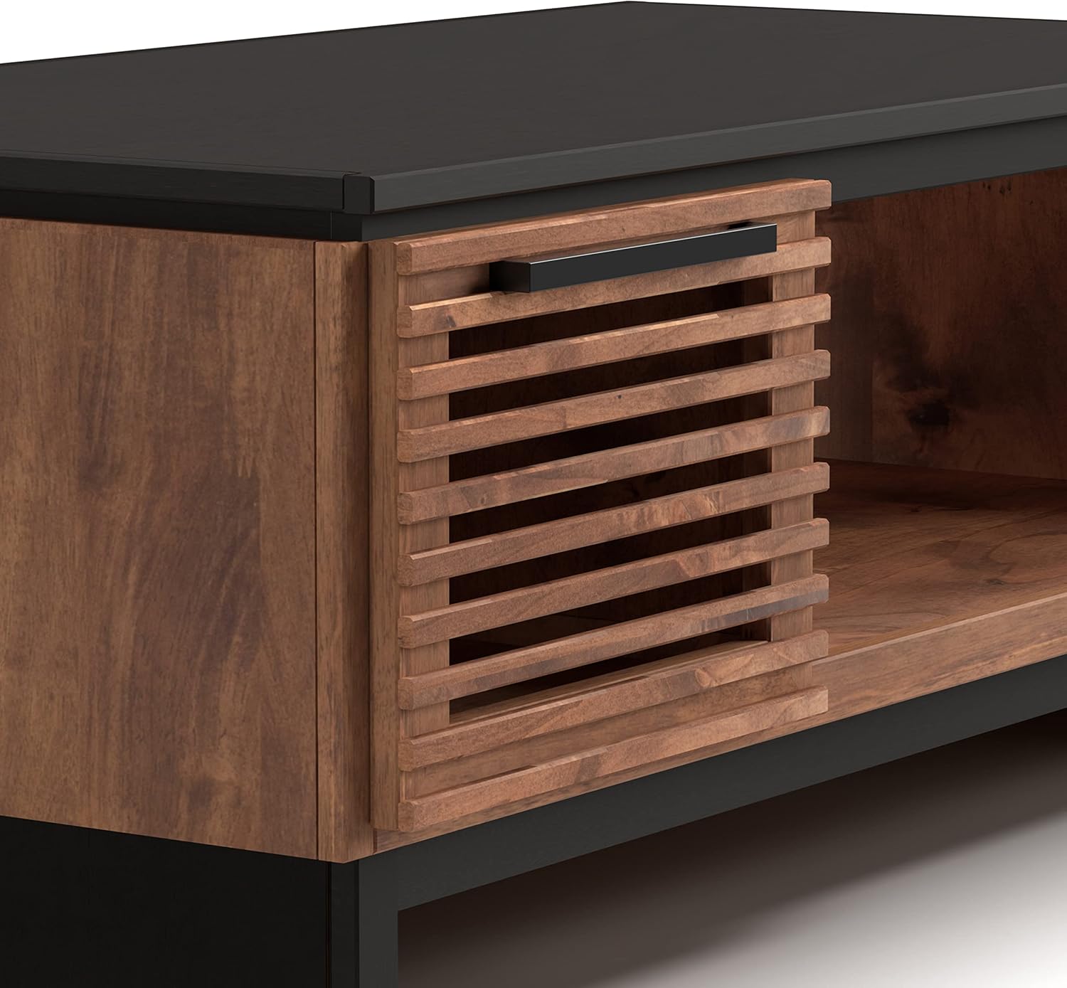 Modern Coffee Table, 47 inches, Poplar Solid Wood, Bourbon and Black Finish S587944