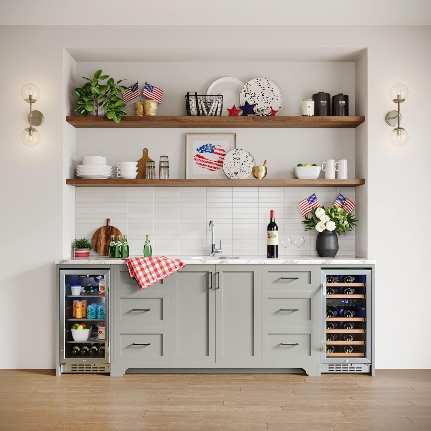 15 Inch Wide 80 Can Built-In Beverage Cooler with Blue LED Lighting P5064