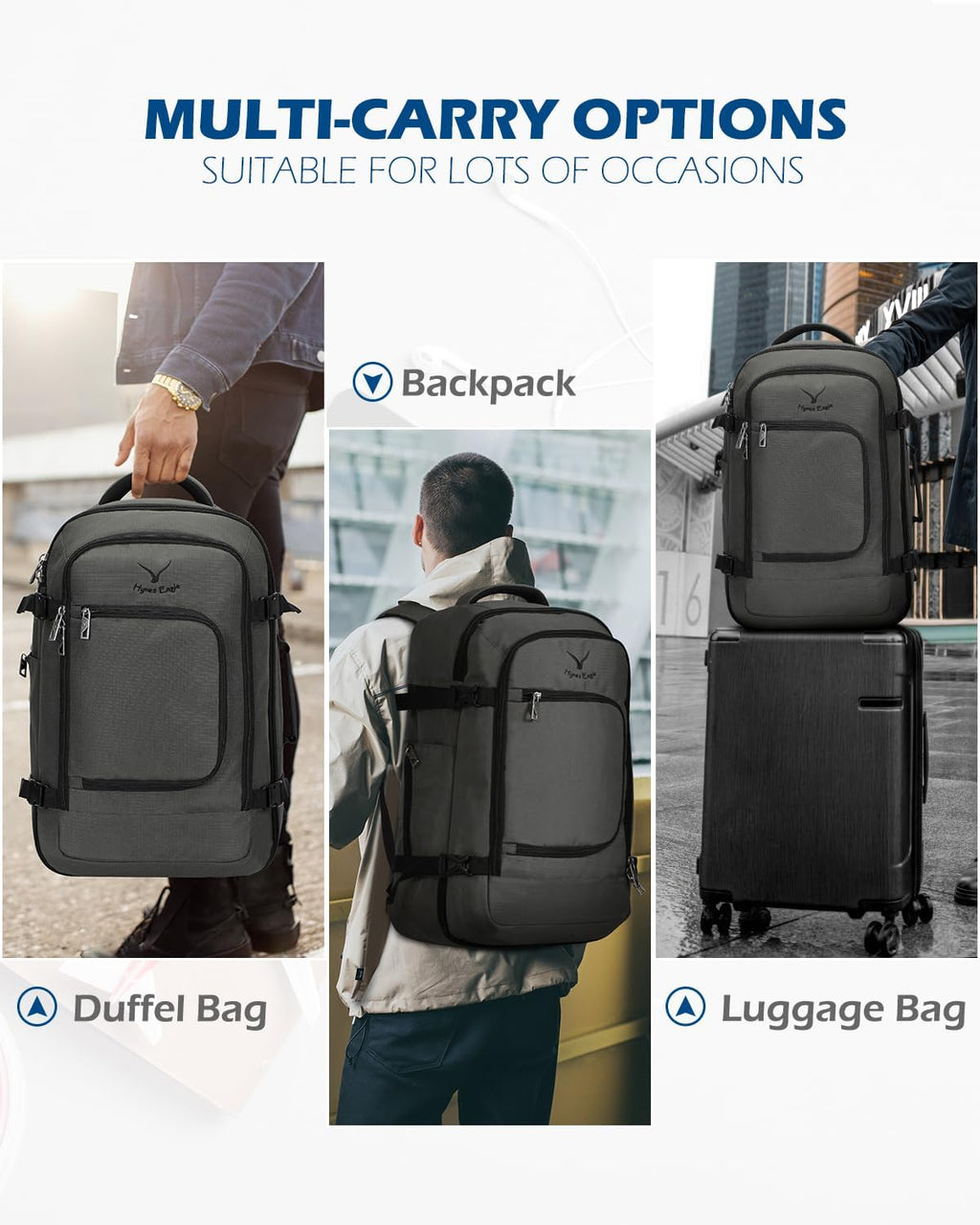 40L Blue with Grey Travel Backpack D219