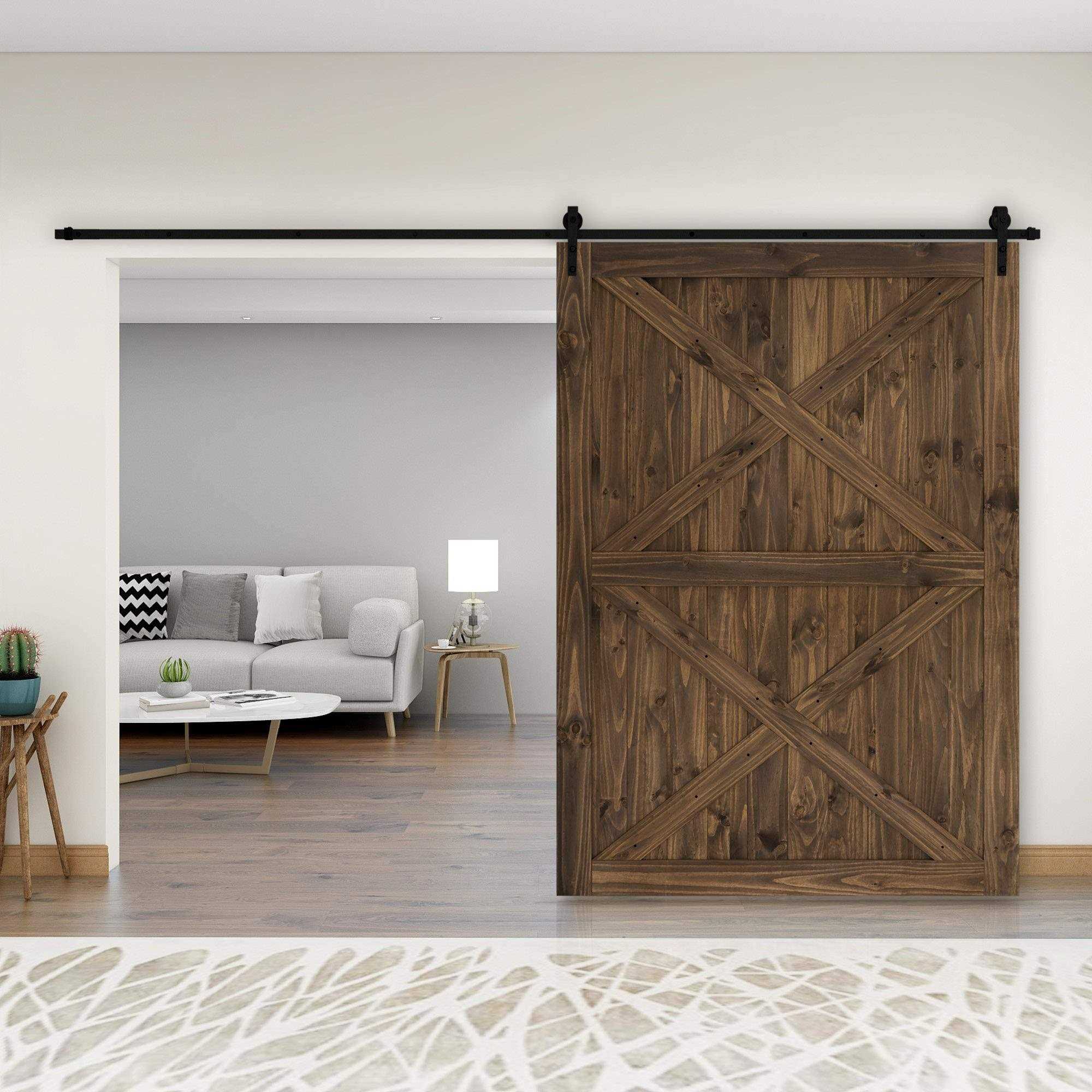 Sliding Interior Barn Door Unfinished Pine Wood V41060