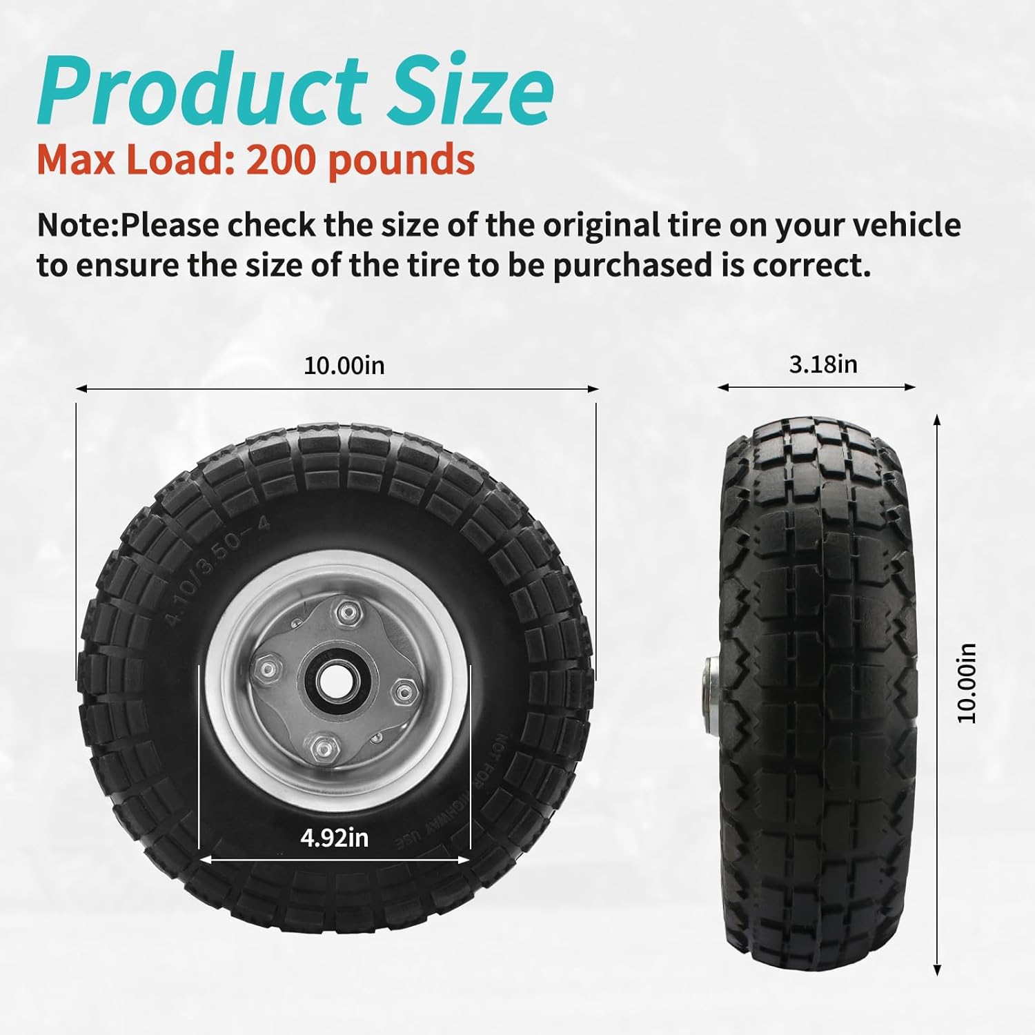 10 Inch Solid Rubber Tires with 5/8" Axle Holes (2 Pack) J28305