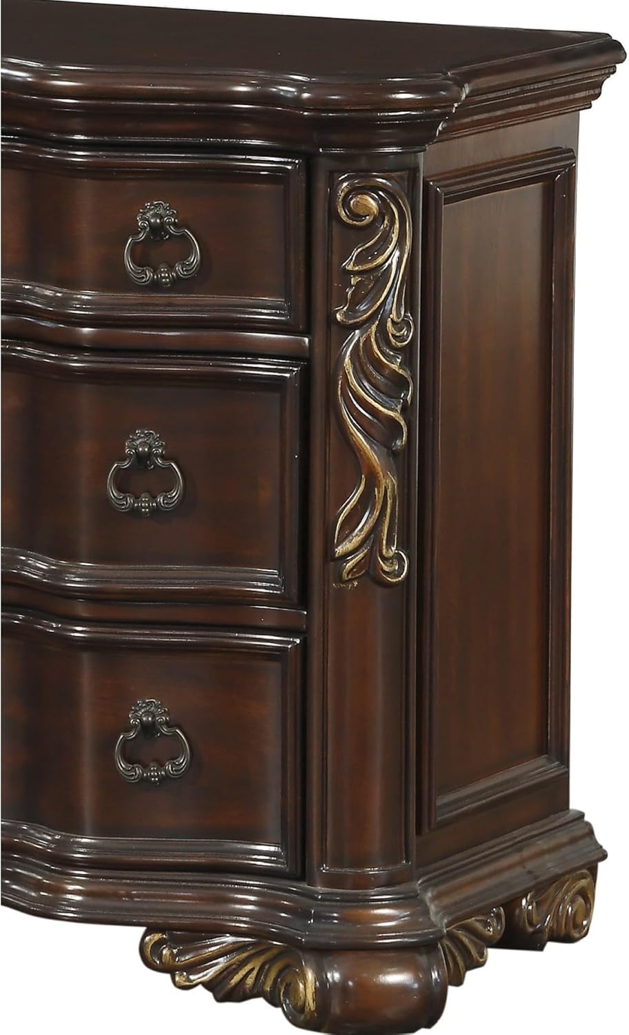 Cherry Finish Nightstand of 3 Drawers J3984