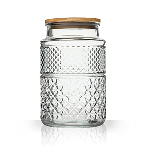 1 Gallon Glass Cookie Jar with Bamboo Lid A27111