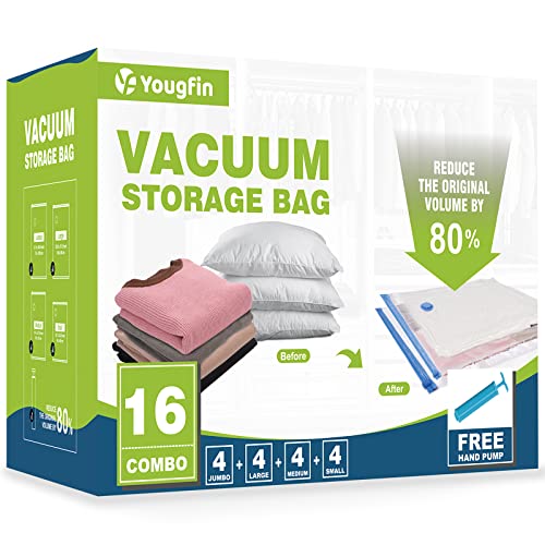 16 Pack Vacuum Storage Bags with Hand Pump Q820