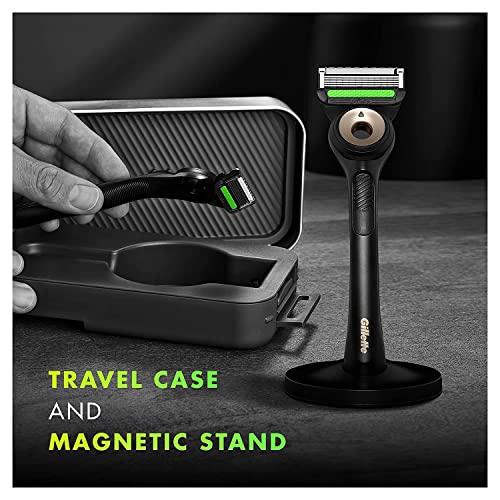 Gold Edition Razor with Exfoliating Bar, 1 Handle, 3 Razor Blade Refills, 1 Travel Case, 1 Premium Magnetic Stand T7858