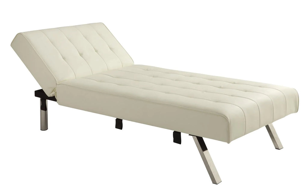 Vanilla Faux Leather Sectional Futon Sofa Bed with Chrome Legs C5268