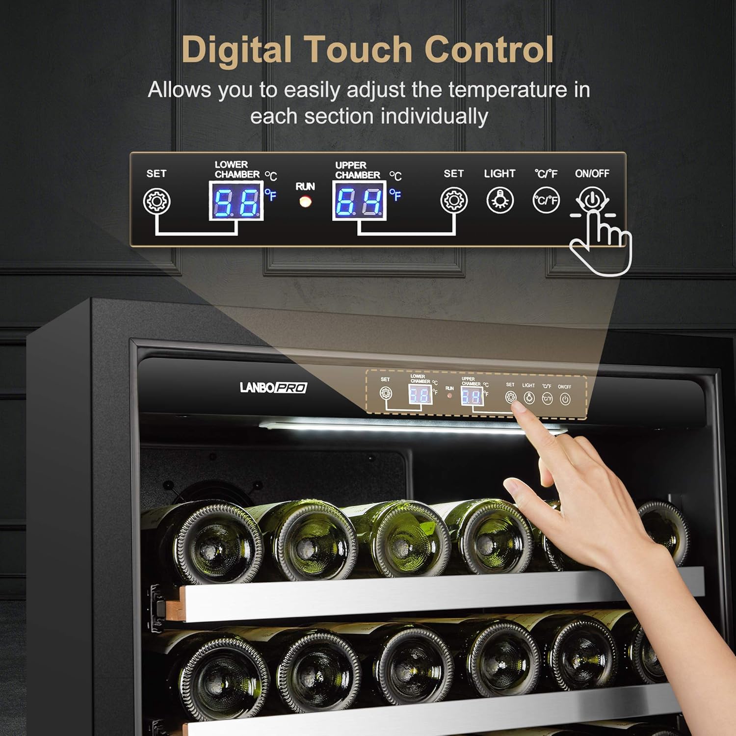 153 Bottle Built-in Dual Zone Stainless Steel Wine Cooler M48695