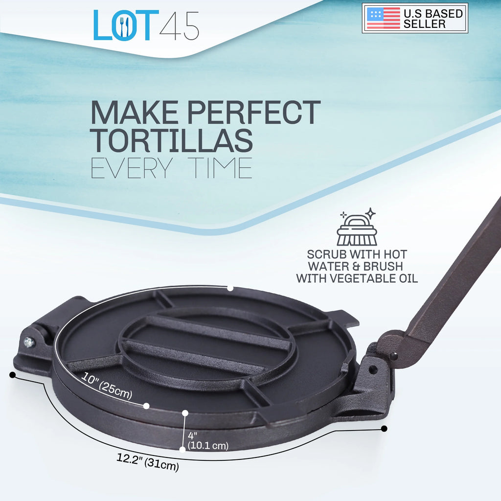 Cast Iron Tortilla Press with 100 Paper Sheets O86953