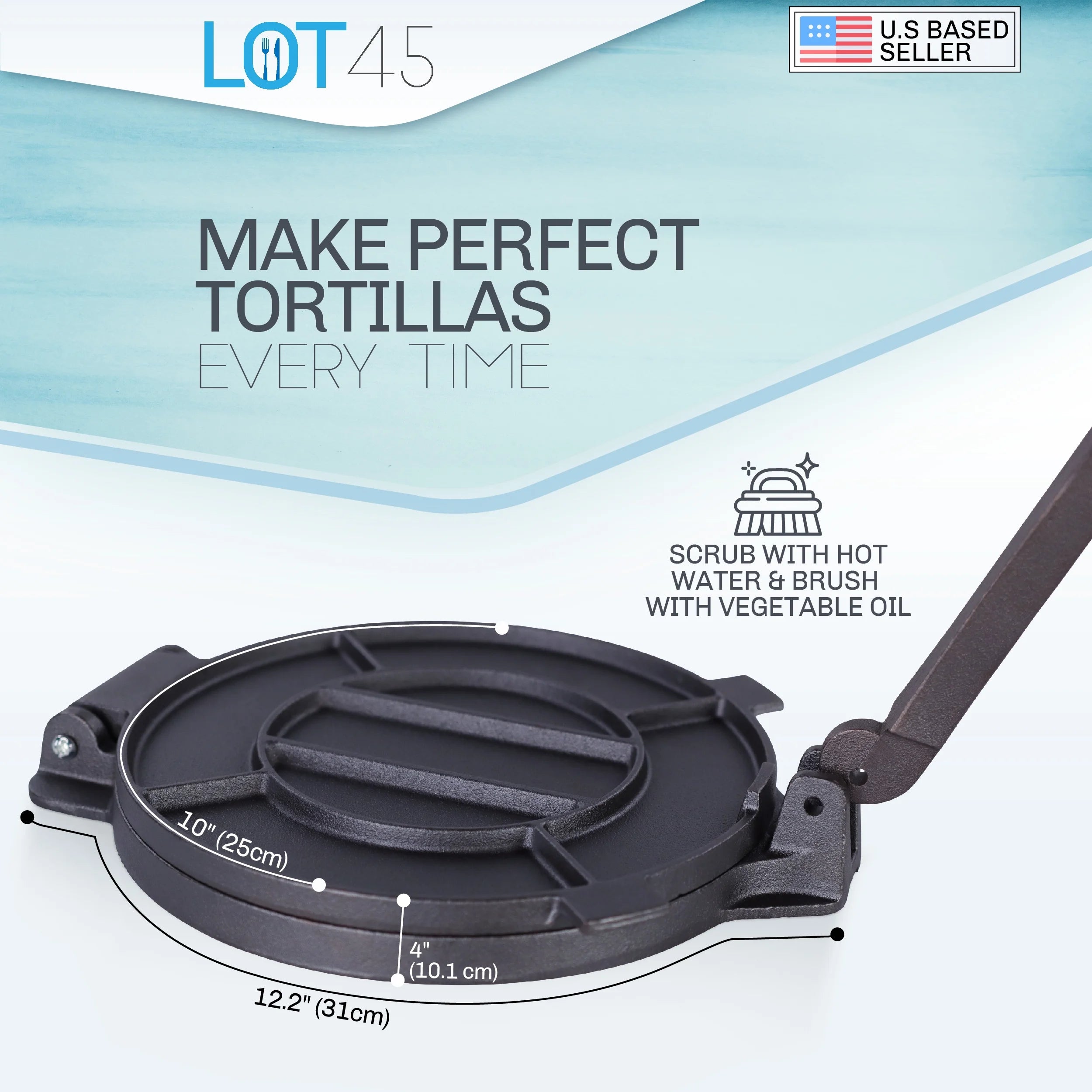 Cast Iron Tortilla Press with 100 Paper Sheets O86953