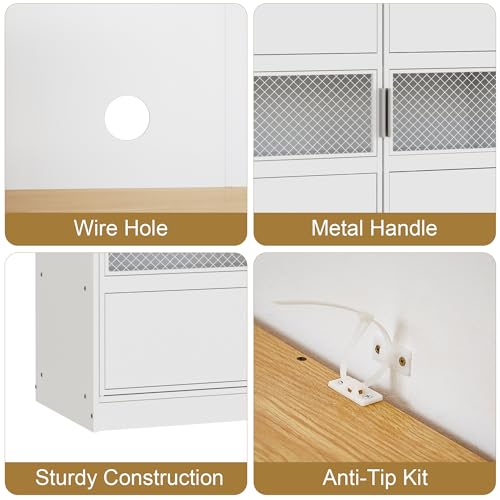 White 72'' Tall Kitchen Pantry Cabinet with Microwave Stand P228592