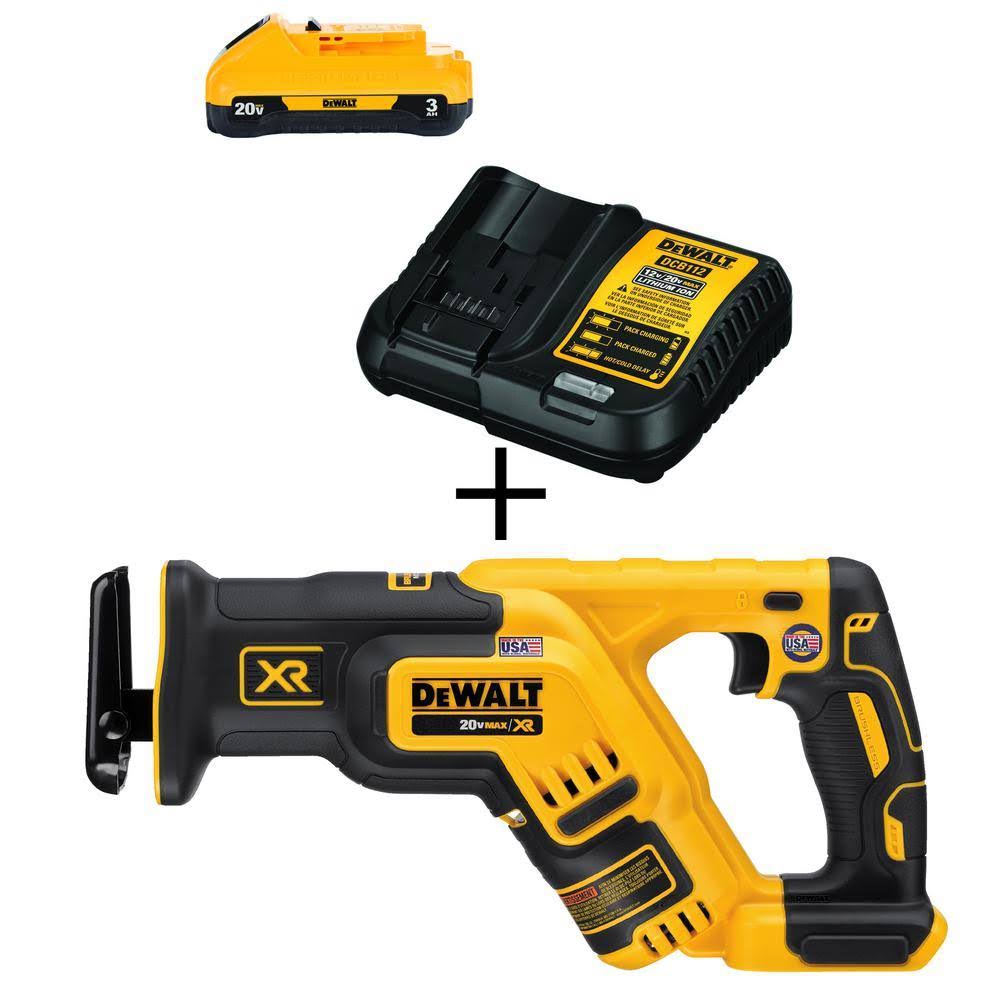 20-Volt Max Cordless Brushless Compact Reciprocating Saw with 3.0Ah Battery and Charger Z507869