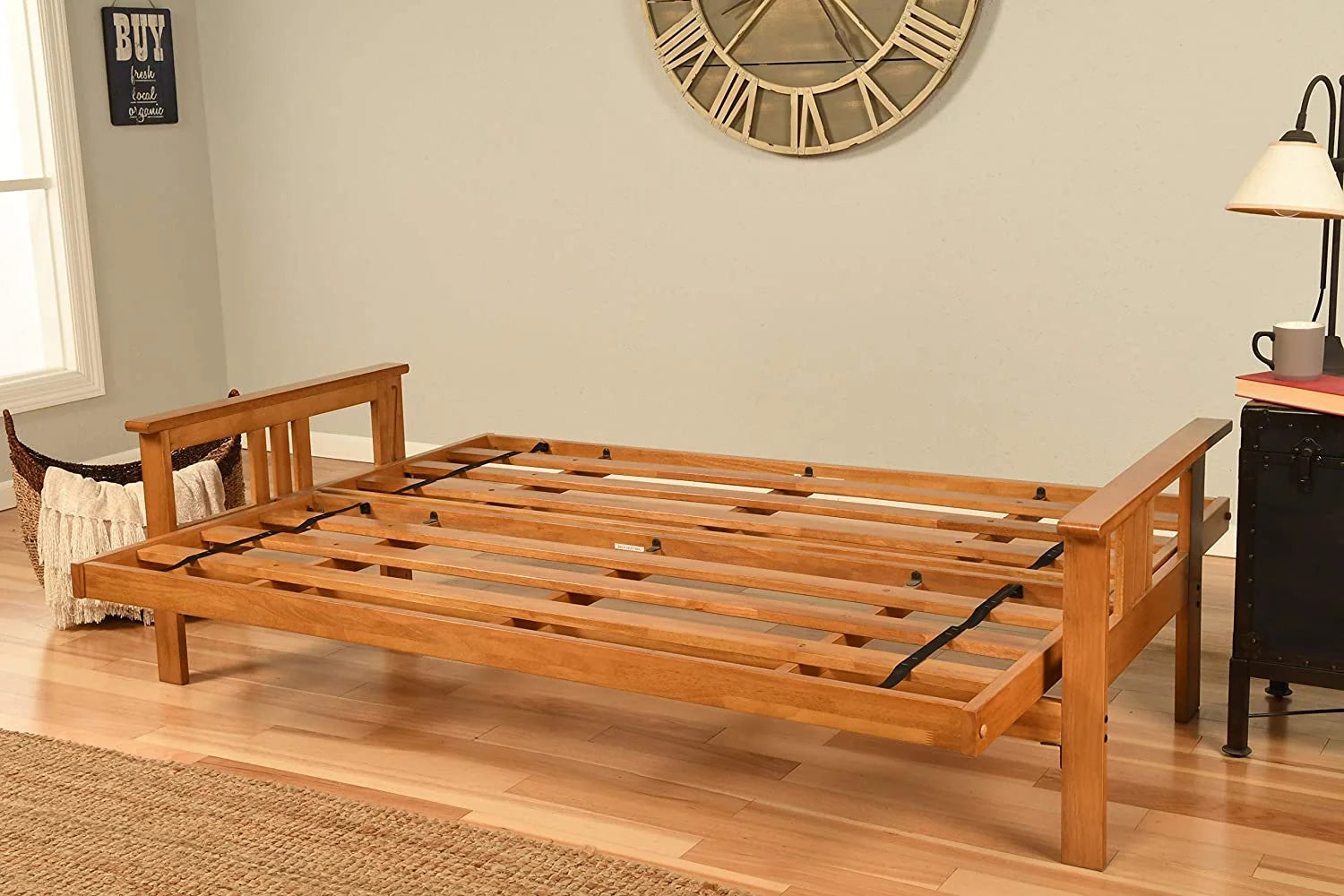 Queen Solid Wood Futon Frame in Butternut/Brown C299261