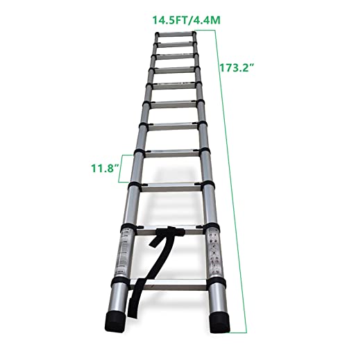 Aluminum Extendable Folding Telescoping Ladder, 330 lbs Capacity, 14.5FT O664529