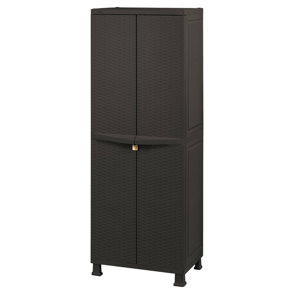 Brown Resin Plastic Rattan Storage Cabinet H633125