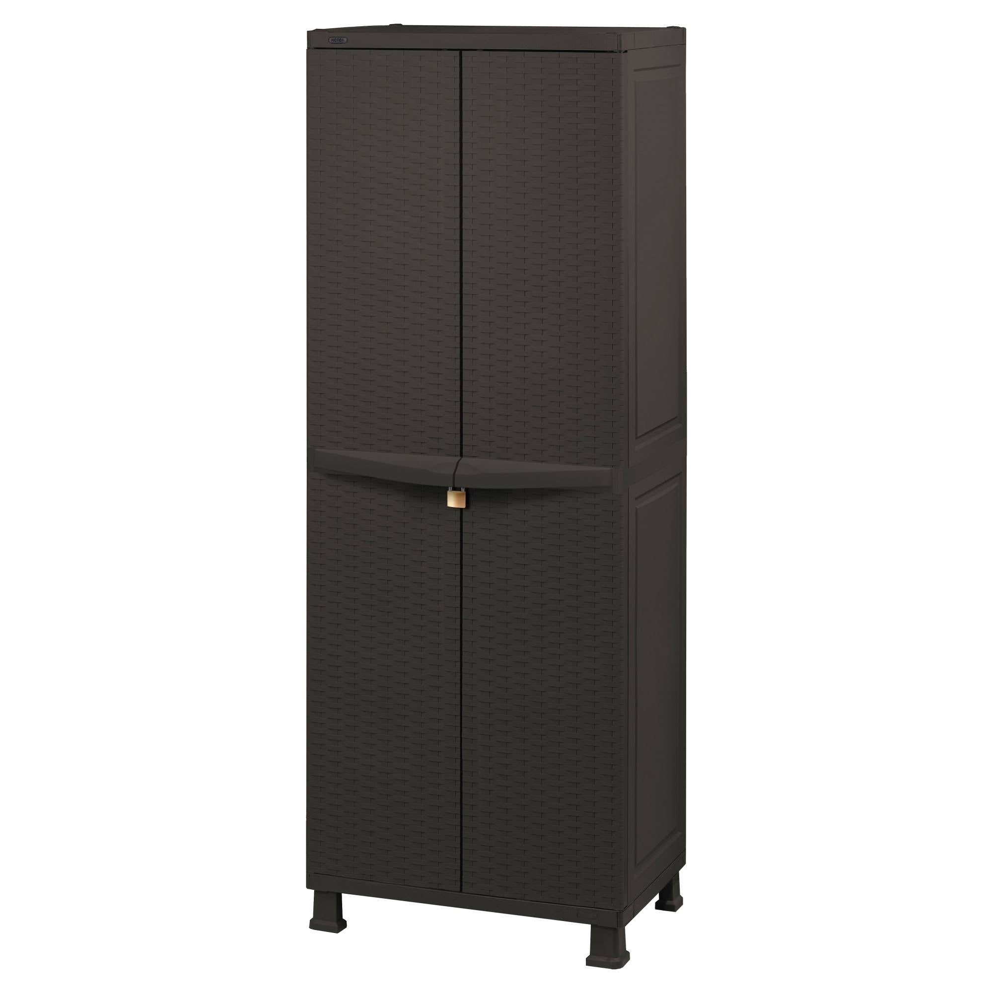 Brown Resin Plastic Rattan Storage Cabinet H633125