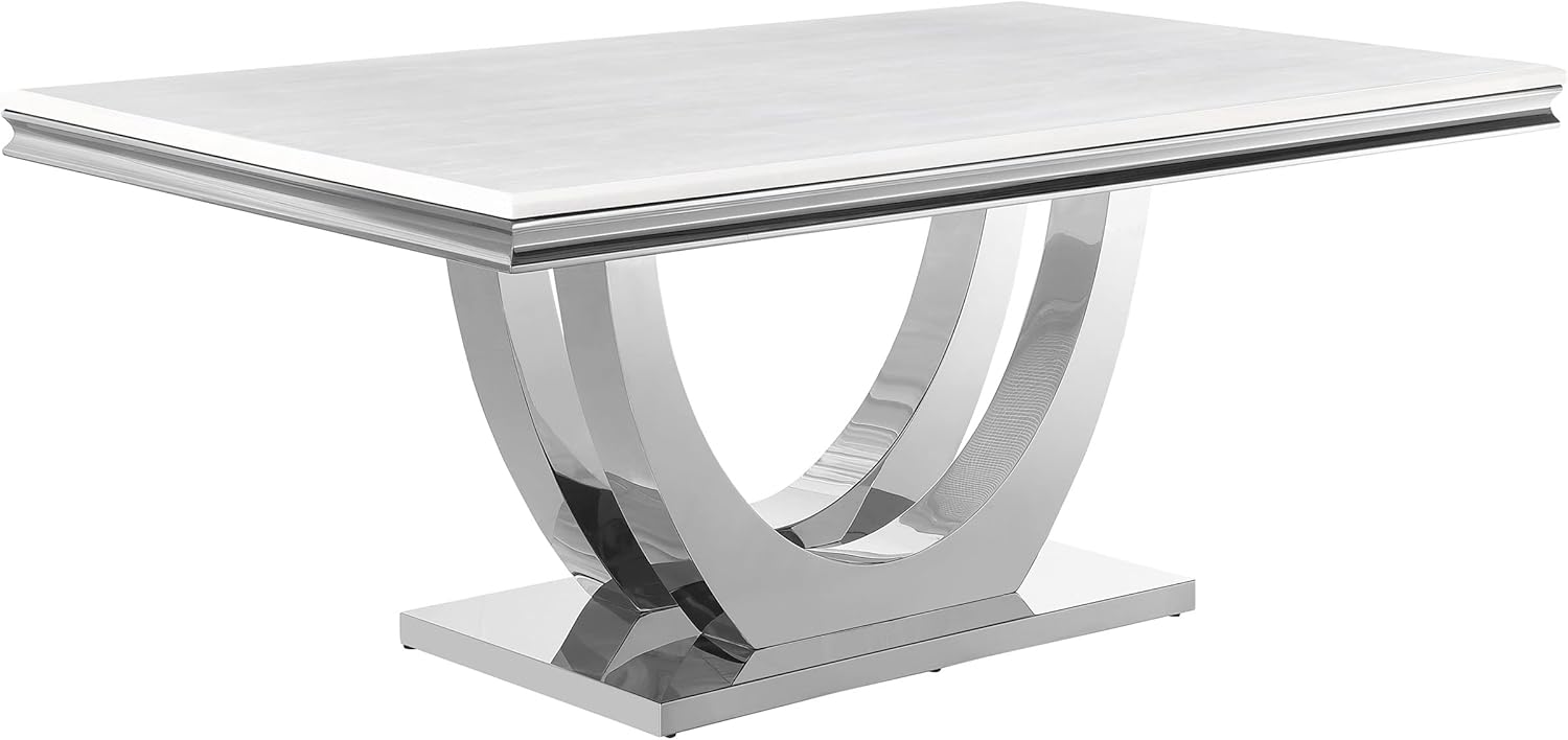 White Faux Marble Top Dining Table M4696