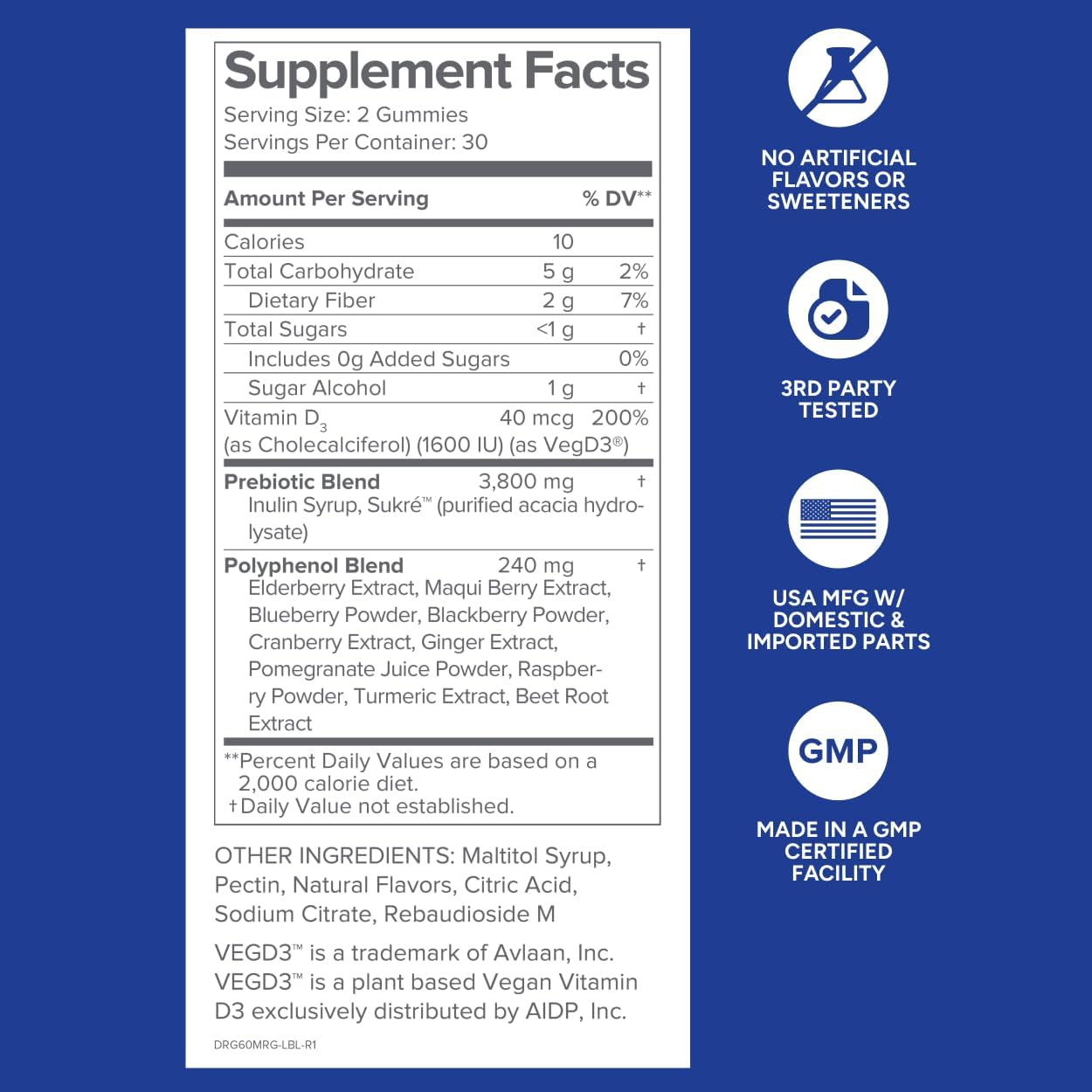Mighty Reds Gummies Multivitamin Supplement Chews with Polyphenols, Antioxidants, Prebiotic Fiber, and Vitamin D (30 Servings) B73884